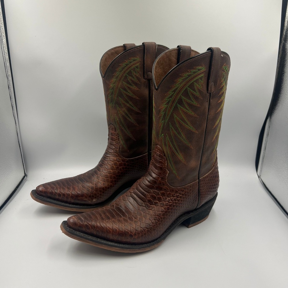 Nocona‎ Boots HR4522 Women's Brown Western Snake Leather Snip Toe Size 10 B